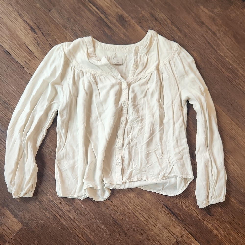 Women's Cream Button-Up Top
